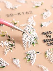 2 STUKS Glamoureuze Witte Lelie Van De Vallei Nagelstickers 5D Reliëf Ontwerpen Zelfklevende Nagelkunst Decals Realistische Bloemblaadjes Stickers Voor Lente Zomer Nagels