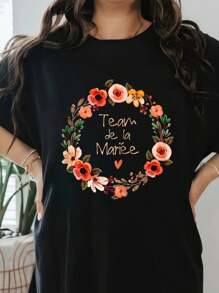 Womens EVJF Personalised  Bride Crown Terracotta T-ShirtShort Sleeve Round Neck Casual Top For Summer & Spring, Women's Clothing