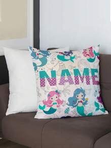 1 pieza Funda de almohada personalizable con impresión de nombre a doble cara, adecuada para regalos de cumpleaños, funda de almohada con patrón DIY, regalo para familia, amigos y para ti mismo - Blanco Crema - Ver 4