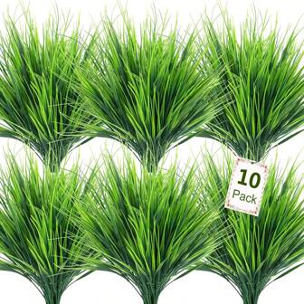 4pcs/10 Pcs 40cm/15.7in Artificial Plants,UV Protection Outdoor Artificial Spring Grass,Artificial Boxwood Stems For Outdoors Unfading In The Sun Plastic Faux Plants Fake Foliage Shrubs Greenery For Garden Office Patio Wedding Farmhouse Indoor Decoration Home Garden Outdoor Yard Decor Gifts Birthday Graduation