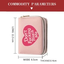 Women Multipurpose Small Card Holder Organ Type Clutch Bag Double Zipper Wallet PU Leather Coin Purse For Women Wallet Mini Wallet Purse Wallet Small Wallet - Pink - View 3
