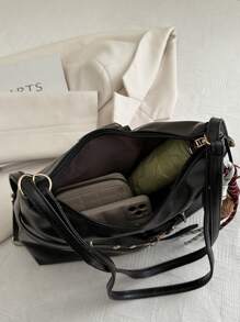 Fashionable Solid Color Strap Design Decoration Large Capacity Women's Bag, Versatile And Simple Crescent Shaped Multi-Purpose Shoulder Bag, Suitable For Shopping, Wallets, Shopping, Young Women, College Students, Newcomers, White-Collar Workers. They Are Very Suitable For Offices, Universities, Work, Business, Commuting, Outdoor Activities, Travel, And Outings