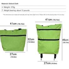 橙色 1 件/绿色 1 件 可折叠便携式购物袋、杂货店购物车、小拉车、手提包、家用带轮拉车、快递提货手拉车、小拖车