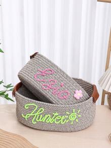 1pc Customized Handmade Woven Storage Basket, Suitable For Bathroom, Bedroom, Living Room, Kids Toys, Pet Supplies, Wedding Decor, Valentines Day, Halloween, School Season, Home Storage