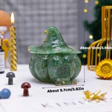 1PC Natural Crystal Gravel Pumpkin House Statue Dropper Resin Reiki Stone Fengshui Halloween Gift Witch Candy Box Home Decoration