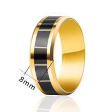 1 Pc Fashionable Titanium Steel Striped Wood Grain Ring, Suitable For Work, Dating, And Party