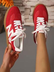 Fall/Winter Women's Breathable Red Casual Shoes, Student Style, New Spring/Summer Soft Fabric Soft Sole Versatile Sneakers - Red - View 3