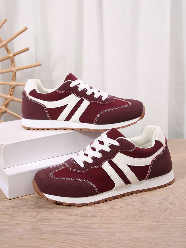 Women's Modern Fashionable Casual Contrast Color Splice Sports Sneakers, College Style, Resort Girl Style, Versatile Chunky Sneakers, Chunky Sneakers, Fashion Athleisure EU/US Style Running Shoes