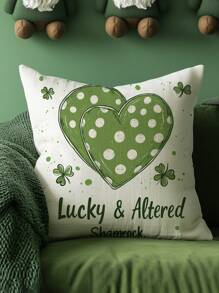4pcs Lucky Clover & Cap Decor Cushion Covers, Festive Atmosphere, Suitable For St. Patrick's Day And Holiday Decoration Gifts Birthday Graduation