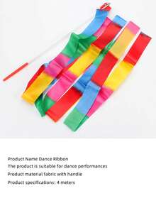 قطعة واحدة شريط ألوان متدرجة لرياضة الجمباز الإيقاعي بطول 4 متر ، للاداء والعروض ، مناسب للجمباز وحفلات أعياد الميلاد وديكورات الحفلات - متعدد الألوان - مشاهدة 6