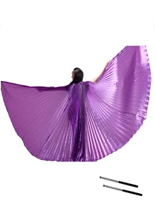 1 pieza Alas de danza del vientre de poliéster, en múltiples colores, accesorio de vestuario de danza para Pascua, Navidad, Halloween, danza del vientre oriental, alas de Isis, disfraz de hada, alas de mariposa, accesorios de actuación, alas doradas y plateadas