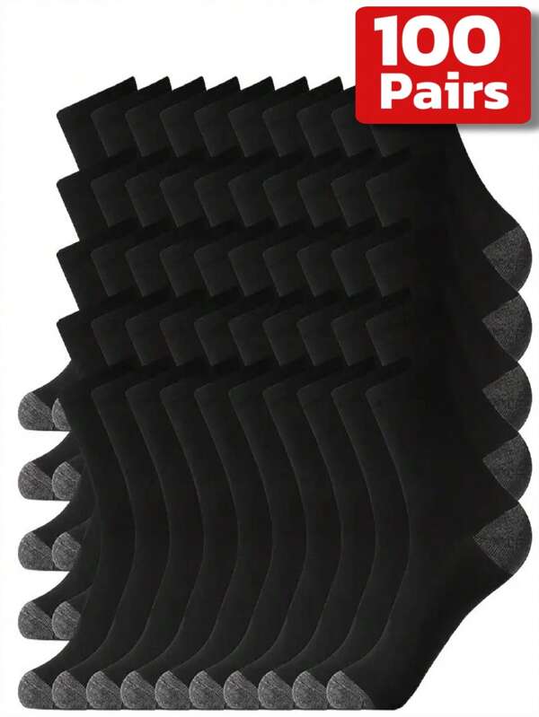 [Sports & Athleisure Essential] 100/90/50/30/15/3/2/1pcs Men's Mid-Calf Sports Socks, Breathable Moisture-Wicking, High Elasticity, Stripe Color Block Design, Multiple Colors Available, Limited Time Offer