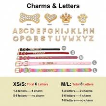 Individuell gestaltetes glitzerndes Strass-Buchstaben Design Haustierhalsband, verstellbares Leder-Identifikations-Hundehalsband für kleine bis mittlere Hunde, Anti-Verlust