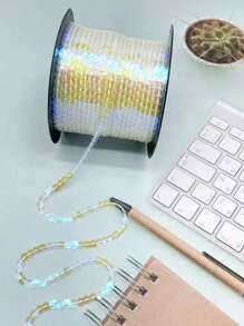 1 Cuộn, 10 Yard Ruy băng sequin 6mm, Kim tuyến tròn dẹt, Kim tuyến laser, Kim tuyến cho đồ thủ công, May vá, Phụ kiện vải, Viền kim tuyến (Thích hợp cho mặt nạ tự làm, giày dép, trang trí quần áo, trang trí tiệc, Nhiều màu sắc, Kiểu cuộn tiện lợi) - Chọn màu sắc - Xem 14