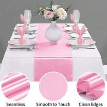 Juego de camino de mesa de satén, 1 camino de mesa y 6 servilletas, mantel de mesa de seda satinada largo, adecuado para boda, fiesta, ceremonia de graduación, decoración de cumpleaños