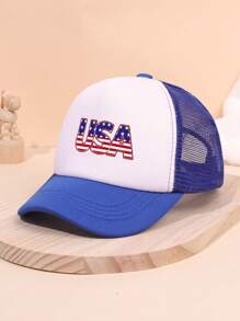 1pc Baseball Cap For Children, USA Print Breathable Sun Protection Hat Suitable For Fishing, Outdoor Activities