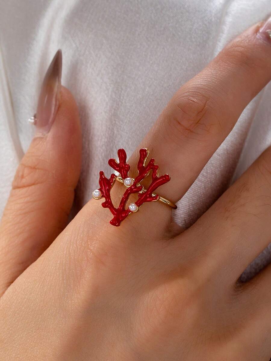 1 Pc Starfish Coral Ring For Women Summer Sea Beach Travel Rings Jewelry
