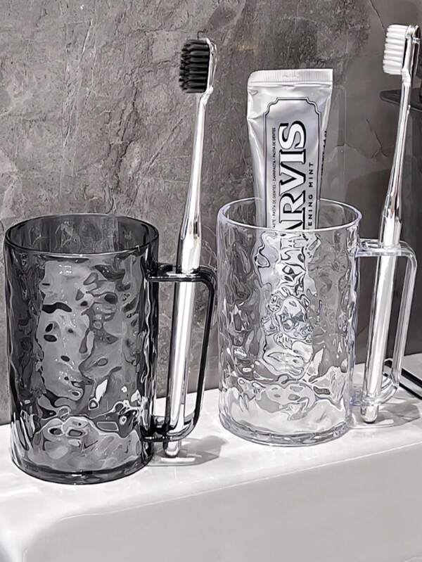 1pc Transparent Gargle Cup With Glacier Pattern Toothbrush Cup