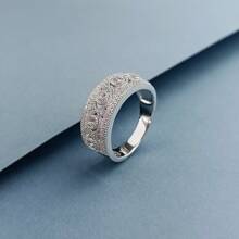 1pc S925 Sterling Silver Men's Ring, Inlaid With Multiple Small Moissanite Stones, Suitable For Father's Day, Valentine's Day, St. Patrick's Day, Birthday, Anniversary, Wedding, Party, Gift Giving, Daily Wear, Comes With Elegant Gift Box, 8g Silver Weight