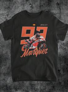 Motorcycle Racing Letter Graphic T-Shirt, Casual & Loose Fit Crew Neck Short Sleeve Tee, Unisex For Everyday Wear, Suitable For All Seasons