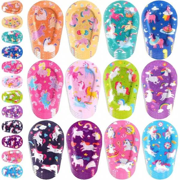 24pcs Unicorn & Animal Adhesive Eye Patches | Breathable & Shading | Colorful & Fun Designs Including Rainbow, Stars & Animal Zodiac | Unicorn Birthday Party Supplies, Suitable For Young People's Comfort