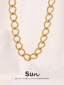 1 件装不锈钢简约项链女士时尚 18K 镀金几何链条项链珠宝 - 項鍊 - 查看 7