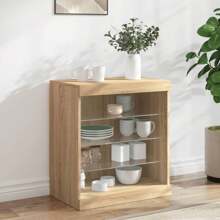 Buffet avec lumières LED, bois de sonoma 60,5x37x67 cm
