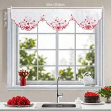 1PC Mother's Day Embroidered Heart Kitchen Curtain Valance - Hand Craft Hollow-Out Design, Rod Pocket Window Treatment For Living Room, Bedroom, Bathroom Decor, 150x37cm, Mother's Day Ideal Gift Gifts Birthday Graduation