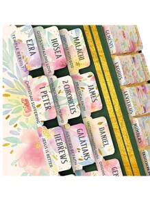 Bible Tabs Pastel Bloom,Bible Index Tabs - Laminated Bible Tabs For Women And Men, Bible Tabs For Study Bible, Bible Index Tabs, Bible Book Tabs, Bible Labels Tabs ,Back To School,Soul Nourishing Book Summaries - Peel-And-Stick Laminated Bible Tabs Large Print,Books Of The Bible Tabs For Men Women Study Bible, Bible Book Tabs,Contain Instruction Cards - Multicolor - View 10
