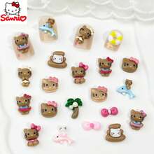 Sanrio 40 piezas/20 piezas/10 piezas de accesorios de arte de uñas Kawaii 3D de resina de dibujos animados lindos de Sanrio KT Cat, adecuados para joyería DIY, pulseras, llaveros, aretes