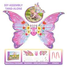 Conjunto de disfraz de hada ángel para niños - Incluye mochila con alas de mariposa luminosas, falda, corona, varita mágica; Alas de hada eléctricas, alas de ángel; Disfraz para representaciones, fiestas, cumpleaños, regalos para niñas