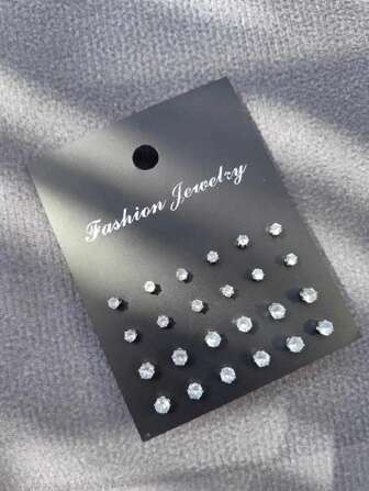 24pcs/Set Stainless Steel Cute Mini Fashion Stud Earrings Set