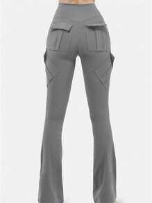 Women's Casual Sweat Pants Four Pockets Flared Pants Slim Stretchy Trousers Athletic Casual Style