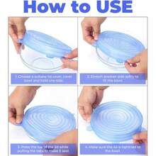 6pcs Silicone Stretch Lids, Elastic Lids Reusable Heat Resistant Various Sizes Cover For Bowl - Fresh-keeping Cover - View 5