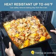 1pc Silicone Heat Resistant Mat Set, Round And Square, Dishwasher Safe, Easy To Clean - Black - View 4