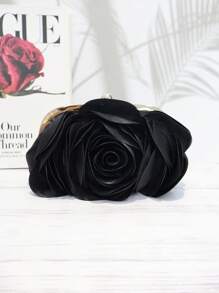 黑玫瑰包，适合派对、婚礼、正式活动、舞会礼服、伴娘礼服，非常适合派对婚礼舞会晚宴/宴会，搭配节日派对礼服晚礼服和亮片礼服 - 黑色 - 查看 6