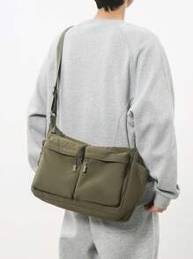 Large Capacity New Men's Waterproof Versatile Messenger Bag, Student School Shoulder Bag, Daily Commute Crossbody Bag, Outdoor Travel Fashion For Men Sling Bag