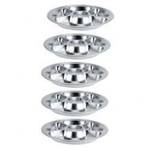 Lot de 5 plateaux de service ronds en acier inoxydable 304 épais à 5 sections pour enfants