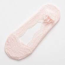 1/5 Pair Fashion Deep V Boat Socks, Water Drop Lace Anti-Slip Invisible Socks, Prevent Heel Slippage, Lightweight & Comfortable, Floral Print Invisible Heel Boat Socks, Korean Style Design, Women Size: Small, Regular - Multicolor - View 11