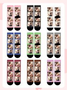 1 Pair Customized 3D Printed Portrait/Photo Socks, Unisex Personalized Novelty Crew Socks, Interesting And Unique Gifts For Easter, Women's Day, Father's Day, Celebrations, Parties, And Special Occasions - Multicolor - View 3