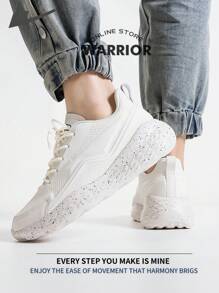 Warrior Fashionable Retro Men's Sports Shoes Spring And SummerLightweightComfortableBreathableRunning ShoesModest Style Casual Yet SleeksneakersApplicable Throughout The Yearwear-ResistingAll-Day WearTraining Sneakers Soft Sole Little White Shoes - White - View 9