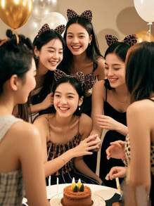 1 件可爱豹纹猫耳朵装饰纯色头带生日派对头带单身派对头带浴室头带派对礼物万圣节圣诞节感恩节母亲节 - 彩色 - 查看 4