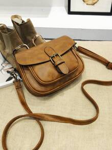 1 pièce Mini sac bandoulière minimaliste décoré de couleur unie vegan rétro