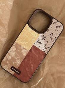 1 pieza Funda dura para teléfono con brillo, diseño de flor de ciruela vintage plateada, compatible con la serie 16/15/14/13/12/11, otoño/invierno