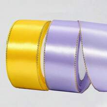 Paquete de 2 piezas de cinta dorada de 4 cm de ancho y 21 m de largo, para manualidades en ramos de rosas, decoración de tartas y cajas de regalo, decoración de bodas, cinta de satén