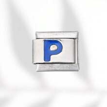 1 Peça Clássica de Cor Prateada Azul de 26 Letras de A a Z Links Italianos Pingente Adequado para Pulseira de Aço Inoxidável de 9mm, Acessório de Joalheria DIY