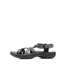 Women's Walking Sandals With Arch Support Elastic Strap Summer Sport Athletic Casual Hiking Outdoor Sandal - Đen và trắng - Xem 5