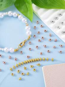 Round Crimp Beads,Stopper Beads Bead Caps For Jewelry Making, Spacer Beads Metal Bead Stopper Crimp Charms For Bracelet Necklace Ends Accessories