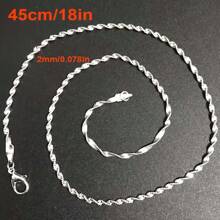 1Pc 16inch~30inch Luxury 2mm Silvery Plated Double Layer Water-Wave Chain Necklace Women Chokers Necklaces For Jewelry Making