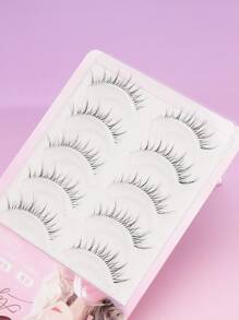 5对自然假睫毛蓬松柔软3D水貂睫毛纤长丝滑睫毛日常上班会议自然假睫毛佩戴舒适睫毛手工翼状加长自然饱满假睫毛 - 自然纖長款 - 查看 2